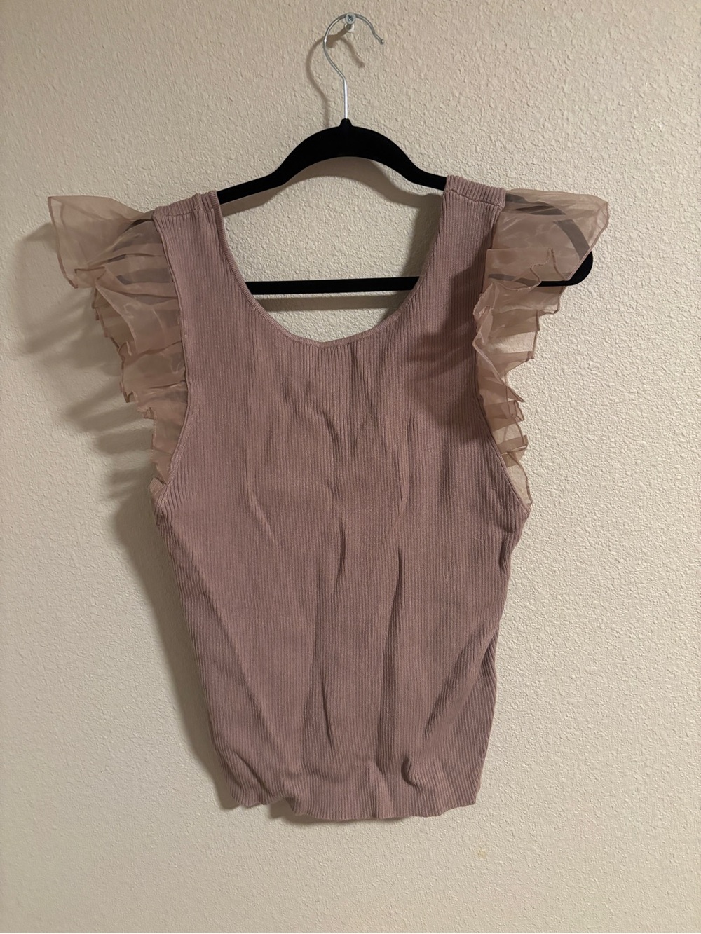 By Anthropologie knit top with ruffle sleeves